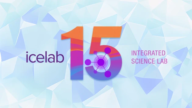 The logo for icelab is displayed on a blue background