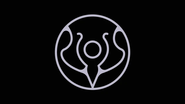 abstract logotype in cirkel on black